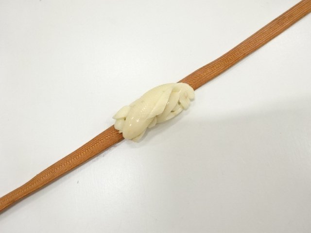 アンティーク　珊瑚帯留め・正絹手組三分紐セット